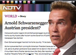 Arnold Schwarzenegger newsitem on NDTV Worldnews