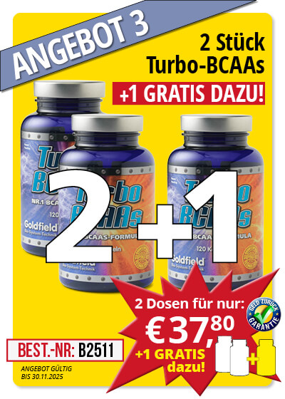  November-Angebot 3:  Turbo BCAAs 2 Dosen + 1 gratis dazu