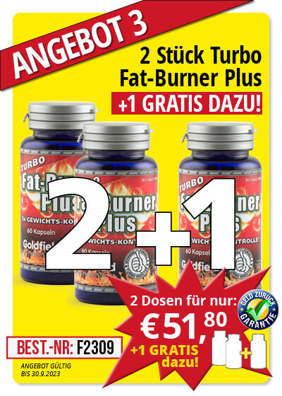  September Angebot 3:  Turbo Fat-Burner Plus 2 Dosen + 1 gratis dazu