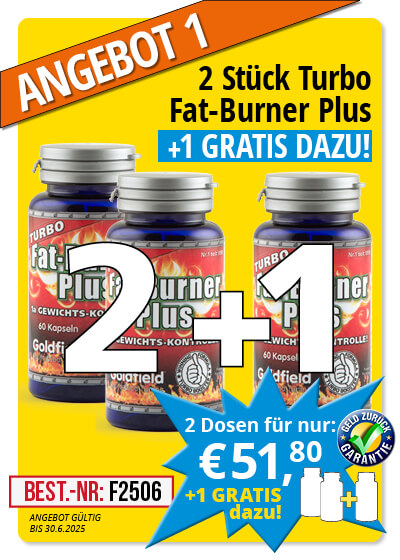  Juni-Angebot 1:  Turbo Fat-Burner Plus 2 Dosen + 1 gratis dazu
