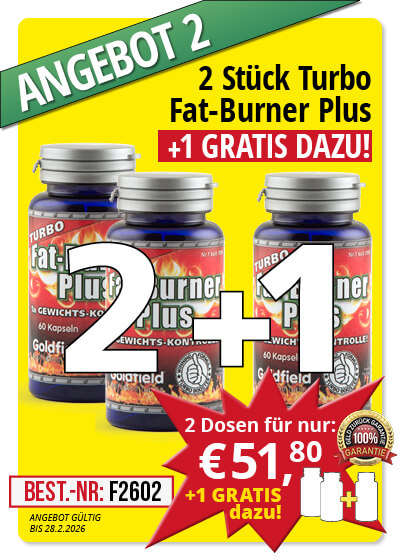  Februar-Angebot 2  Turbo Fat-Burner Plus 2 Dosen + 1 gratis dazu