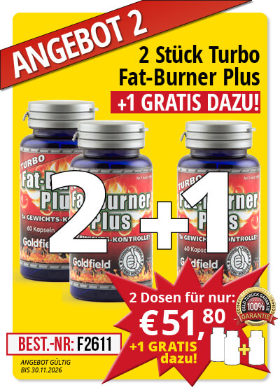  November-Angebot 2:  Turbo Fat-Burner Plus 2 Dose + 1 gratis dazu