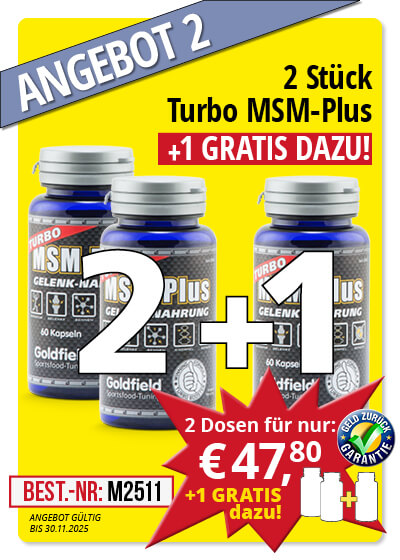  November-Angebot 2:  Turbo MSM Plus  2 Dosen + 1 gratis dazu