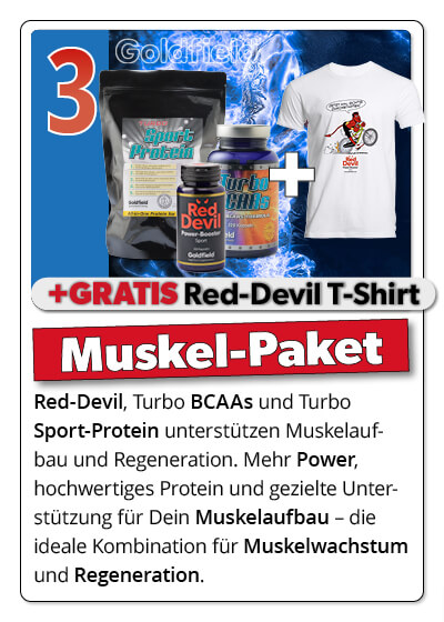  August-Angebot 3: je 1 Dose  Red Devil+BCAAs+Turbo Sport Protein plus Gratis Shirt Bild 4