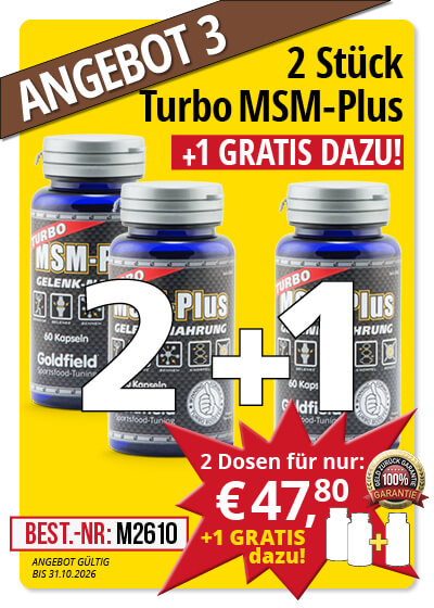  Oktober-Angebot 3:  Turbo MSM-Plus 2 Dosen + 1 gratis dazu