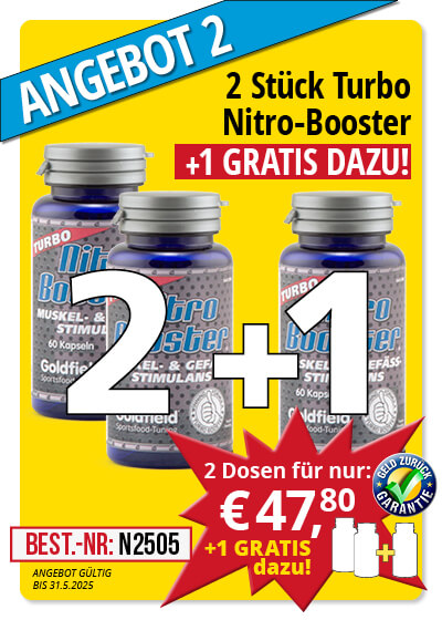  Mai Angebot 2:  Turbo Nitro-Booster 2+1 Dose gratis + 1 Dose Turbo Enzym Plus gratis dazu