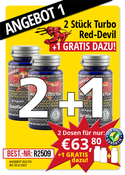 September-Angebot 1:  Turbo Red Devil 2 Dosen + 1 gratis dazu