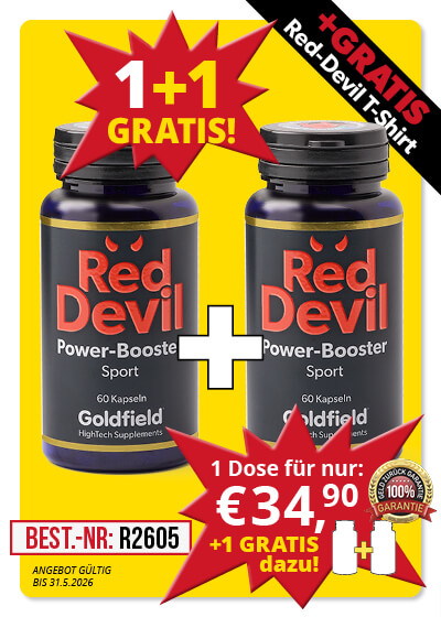   Mai-Angebot:  Red Devil NEU ! 1+1&nbsp;Dose gratis dazu + 1&nbsp;Gratis-T-Shirt 