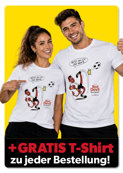   Mai+Juni Angebot:  Red Devil NEU! 1+1&nbsp;Dose gratis dazu + 1&nbsp;Gratis-T-Shirt  Bild 2