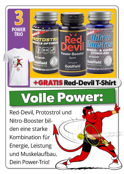   Juli-Angebot 3: je 1 Dose  Red Devil&nbsp;+ Protostrol + Nitro Booster plus Gratis Shirt   Bild 4