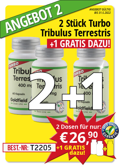  Mai-Angebot 2:  Turbo Tribulus-Terrestris 2 Dosen + 1 gratis dazu