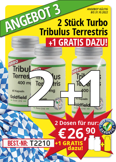  Oktober-Angebot 3:  Turbo Tribulus-Terrestris 2 Dosen + 1 gratis dazu