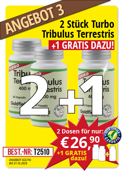  Oktober-Angebot 3:  Turbo Tribulus Terrestris 2 Dosen + 1 gratis dazu
